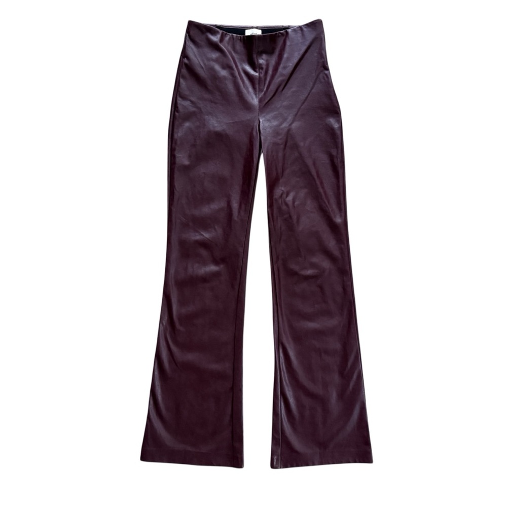 Aritzia Wilfred Roma Vegan Leather Oxblood Burgundy Flared Pants Sleek Size 4 - Picture 4 of 15